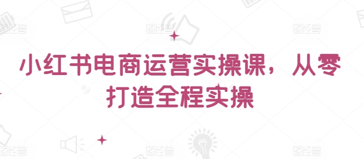小红书电商运营实操课，​从零打造全程实操-星宇网