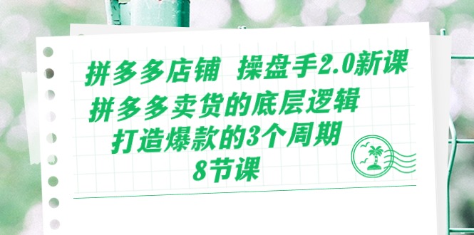 （10859期）拼多多店铺 操盘手2.0新课，拼多多卖货的底层逻辑，打造爆款的3个周期-8节-星宇网