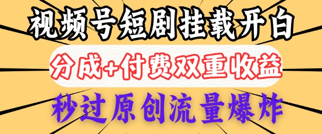 2025视频号短剧内测挂载开白权限，分成+付费双重收益，秒过原创流量爆炸，小白有手就会-星宇网