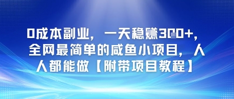 0成本副业，一天稳入3张，全网最简单的咸鱼小项目，人人都能做【附带项目教程】-星宇网