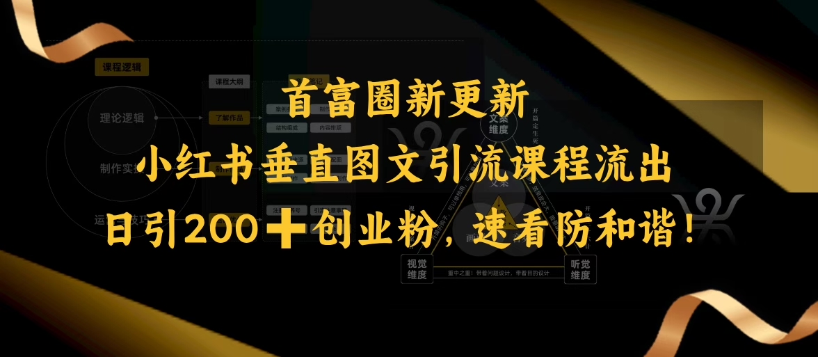 小红书垂直图文引流课程流出，日引200+创业粉，速看防和谐-星宇网