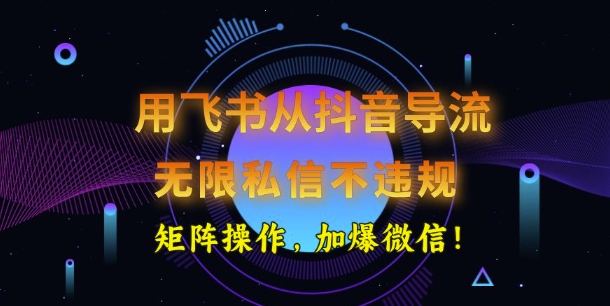 用飞书从抖音导流，无限私信不违规，抖音截流创业粉-星宇网