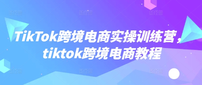 TikTok跨境电商实操训练营，tiktok跨境电商教程-星宇网