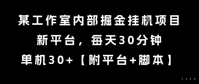 某工作室内部掘金挂G项目，新平台，每天30分钟，单机30+【揭秘】-星宇网