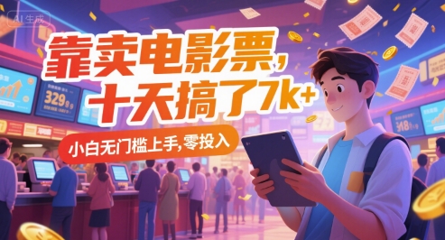靠卖电影票，十天搞了7k+，小白无门槛上手，零投入【揭秘】-星宇网