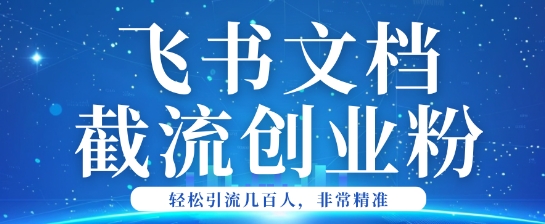 利用飞书文档截流创业粉轻松引流200+-星宇网