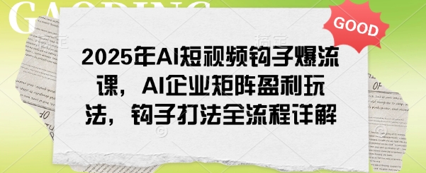 2025年AI短视频钩子爆流课，AI企业矩阵盈利玩法，钩子打法全流程详解-星宇网