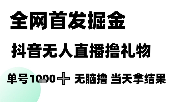 全网首发掘金抖音无人直播撸礼物，单号1k +无脑撸，当天拿结果【揭秘】-星宇网