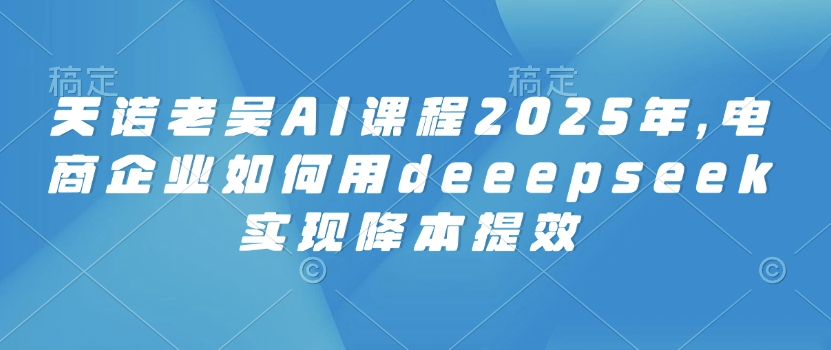 天诺老吴AI课程2025年，电商企业如何用deeepseek实现降本提效-星宇网