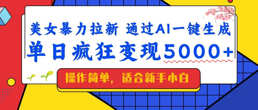 （14347期）美女暴力拉新，通过AI一键生成，单日疯狂变现5000+，纯小白一学就会！-星宇网