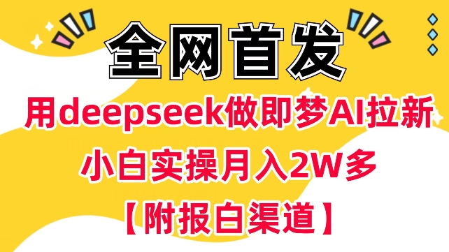 用deepseek做即梦Ai拉新 小白实操月入过W+【附报白渠道】-星宇网