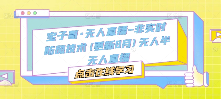 宝子哥·无人直播-非实时防风技术(更新25年6月)无人半无人直播-星宇网