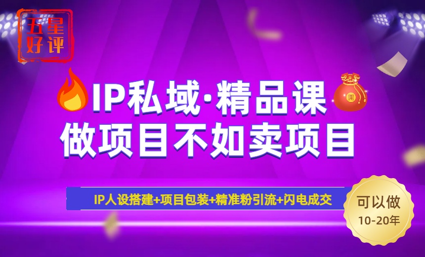 （14406期）2025年“IP私域·密训精品课”，日赚3000+小白避坑年赚百万，暴力引流…-星宇网