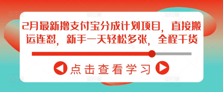 2月最新撸支付宝分成计划项目，直接搬运连怼，新手一天轻松多张，全程干货-星宇网